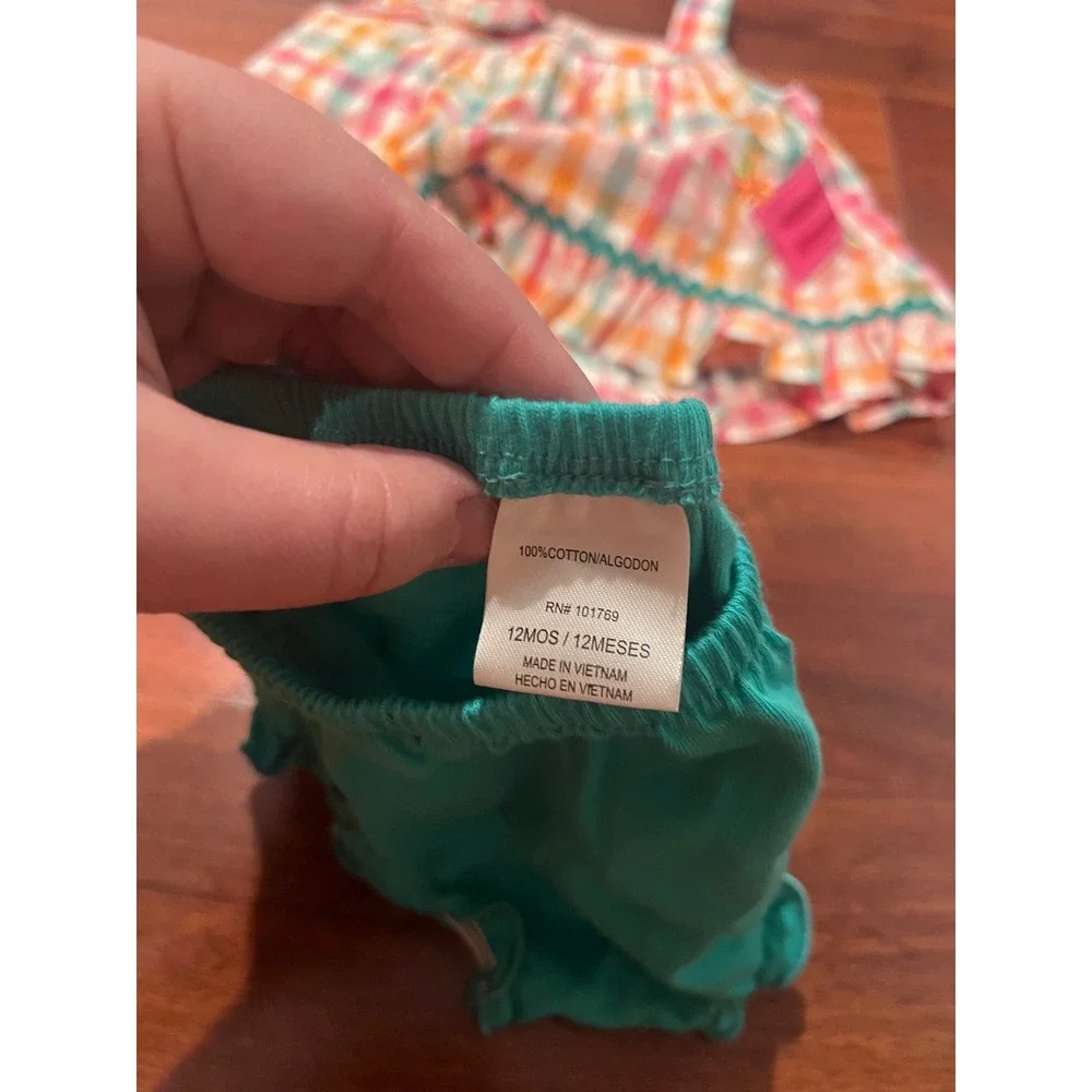 Good Lad Gingham Popsicle Applique 2-Piece Ruffle Top and Bloomers Set 12 Months